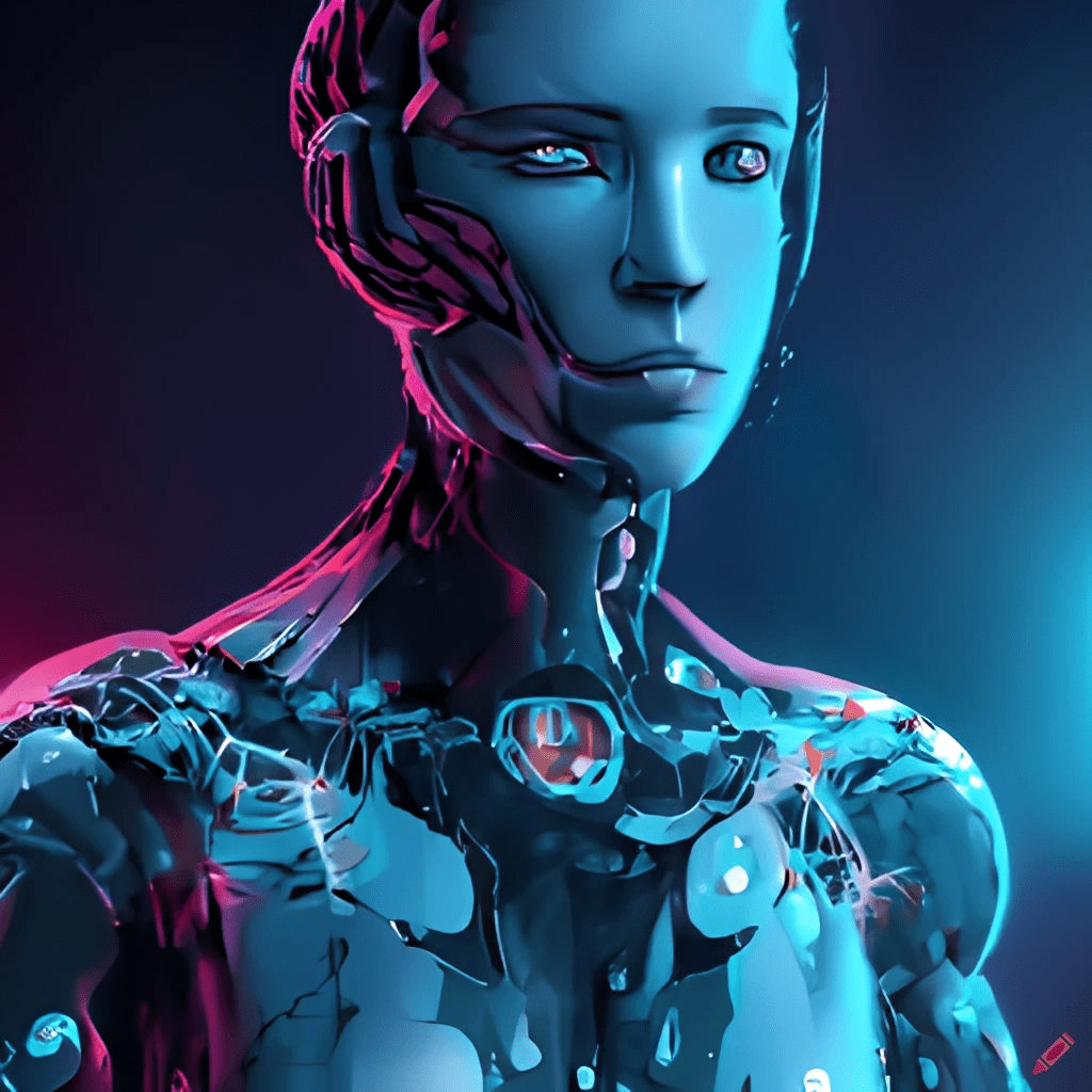 Цифровая иллюстрация человека и искусственного интеллекта